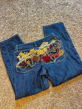 Ambush dragon and floral embroidered jeans, 26